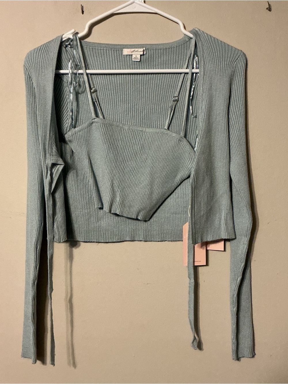 Blashe Blue Crop W/ Long Sleeve Overlay